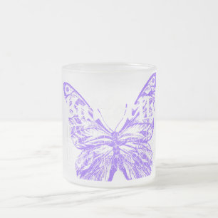 Caneca De Café Vidro Jateado desenho de arte de borboleta fofa