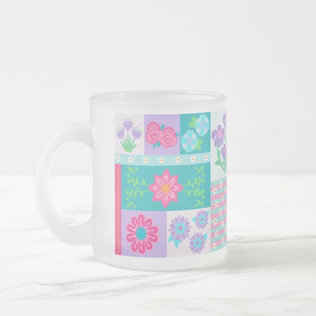 Caneca De Café Vidro Jateado Desenho de Flores Vibrantes em Flor (Esquerda)