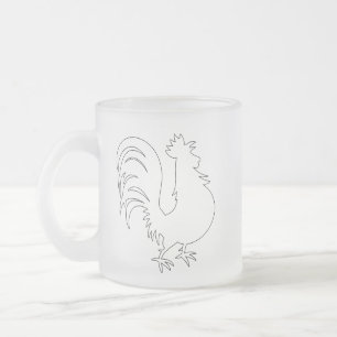 Caneca De Café Vidro Jateado Desenho de Galo