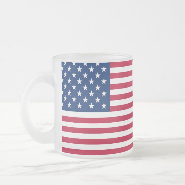 Caneca De Café Vidro Jateado Desenho de Orgulho da Bandeira Americana dos EUA (Esquerda)