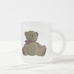 Caneca De Café Vidro Jateado Desenho do Ursinho de Pelúcia