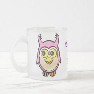 Caneca De Café Vidro Jateado Desenhos animados cor-de-rosa bonitos