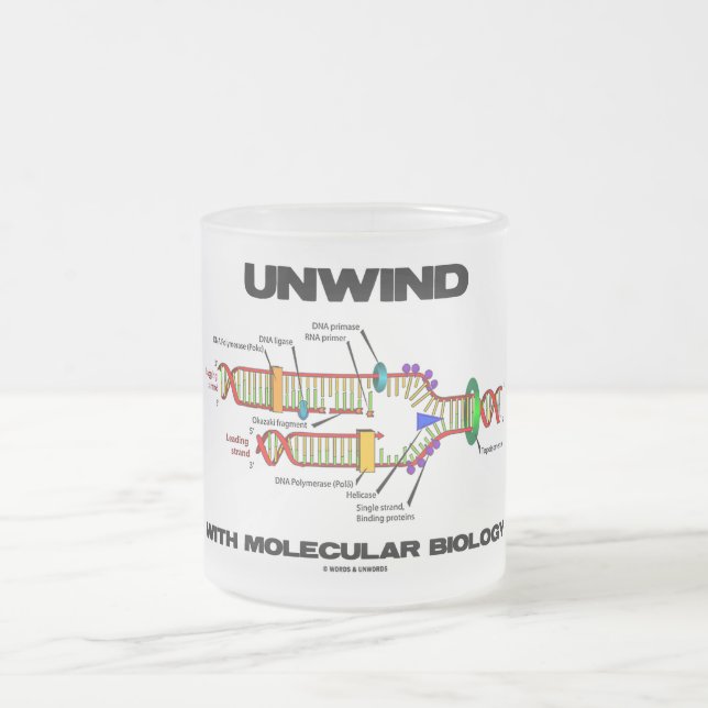 Caneca De Café Vidro Jateado Desenrolar Com Biologia Molecular (Replicação De D (Centro)