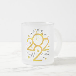 Caneca De Café Vidro Jateado design 2022 com Estrela Dourada
