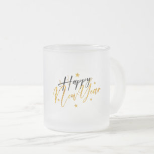 Caneca De Café Vidro Jateado design 2022 com Letra Glittered