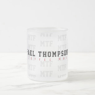 Caneca De Café Vidro Jateado design a um monograma legal, nome + iniciais,