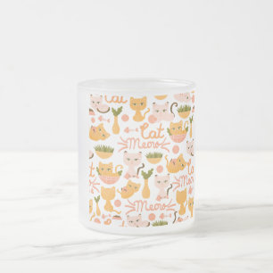 Caneca De Café Vidro Jateado design de amante de gatos