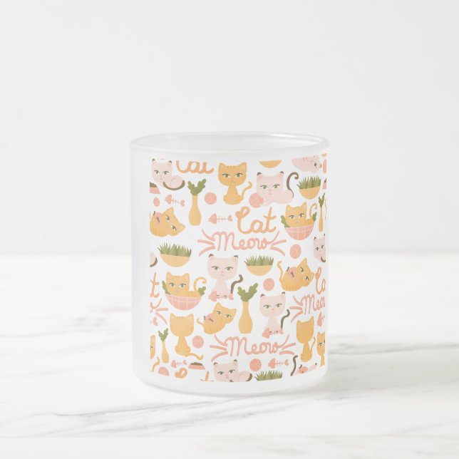 Caneca De Café Vidro Jateado design de amante de gatos (Centro)