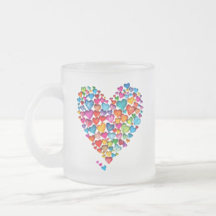 Caneca De Café Vidro Jateado Design de Aquarela de Forma Cardíaca do namorados-