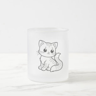 CANECA DE CAFÉ VIDRO JATEADO DESIGN DE ARTE DE GATO