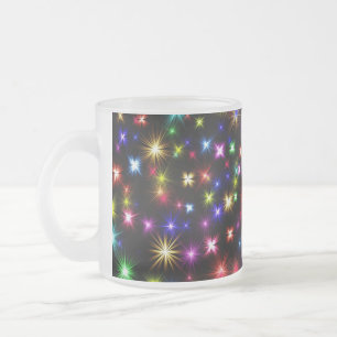 Caneca De Café Vidro Jateado Design de Fogos de Artifício Estrelas Coloridas