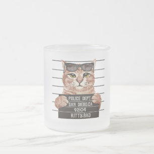 Caneca De Café Vidro Jateado design de gato fofo   design para gatos amantes