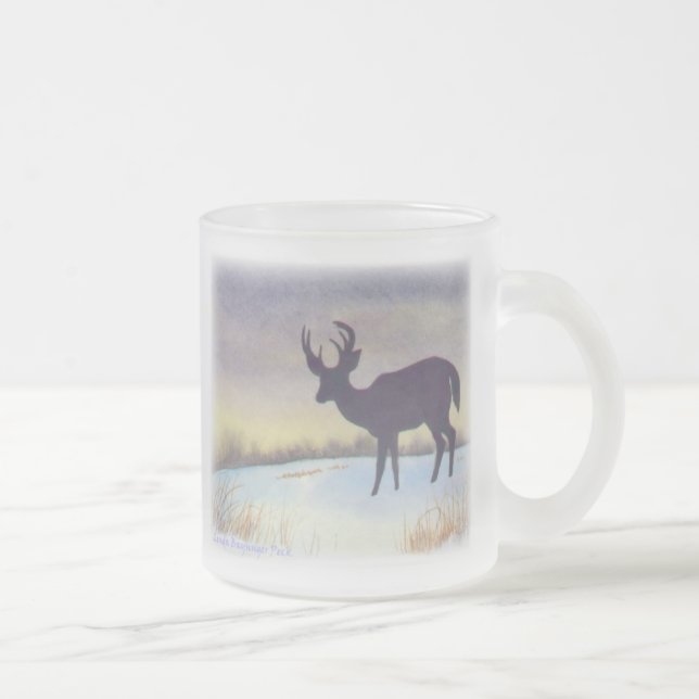 Caneca De Café Vidro Jateado Design dos cervos do por do sol (Direita)