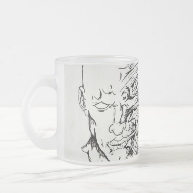 Caneca De Café Vidro Jateado design principal surreal (Esquerda)