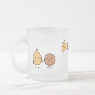 Caneca De Café Vidro Jateado Design Vegan Engraçado com 2 Feijões Fofos