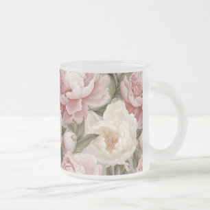 Caneca De Café Vidro Jateado Designer de Peões Brancos Grandes Rosa Impressão M