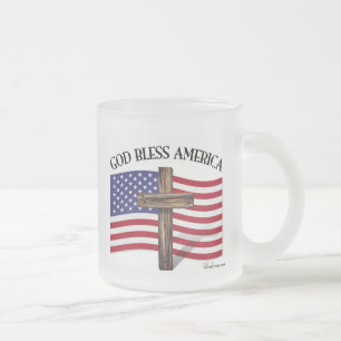 CANECA DE CAFÉ VIDRO JATEADO DEUS ABENÇOE A AMÉRICA