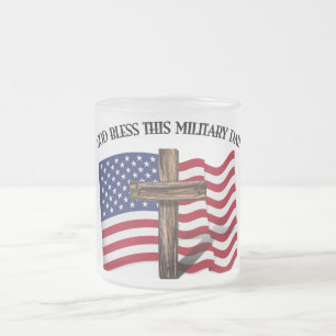 Caneca De Café Vidro Jateado DEUS ABENÇOE ESTA cruz áspera do PAI MILITAR &