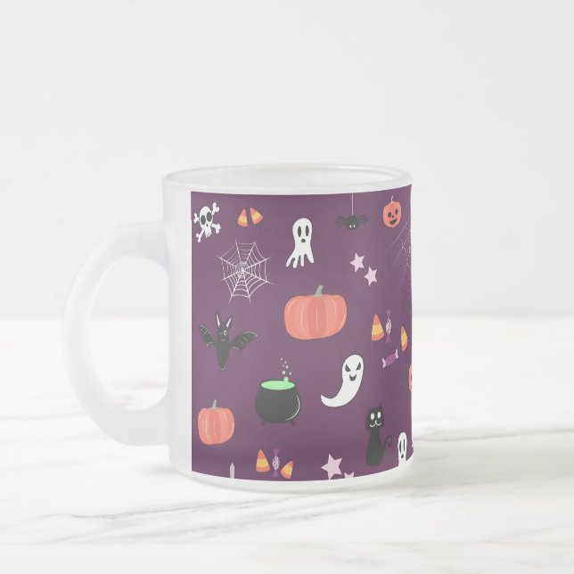 Caneca De Café Vidro Jateado Dia das Bruxas (Esquerda)