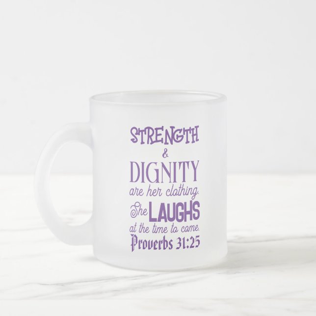 Caneca De Café Vidro Jateado Dia de as mães Proverbs 31:25 Mug (Esquerda)