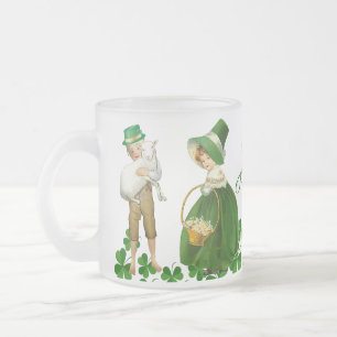 Caneca De Café Vidro Jateado Dia de São Patrício Feliz, Garota Menina, Vestido