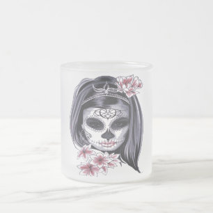 Caneca De Café Vidro Jateado Dia do Crânio do Morto da Día de Muertos