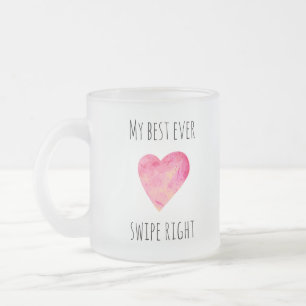 Caneca De Café Vidro Jateado Dia dos Namorados Swipe Right engraçado Encontro