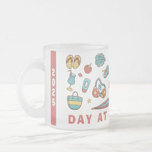 Caneca De Café Vidro Jateado Dia Na Praia - 2025