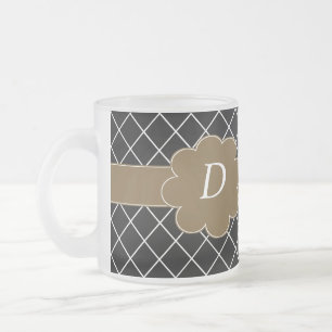 Caneca De Café Vidro Jateado Diamante Preto Monograma