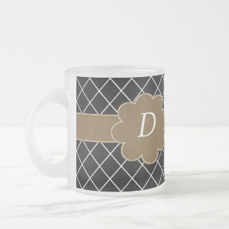 Caneca De Café Vidro Jateado Diamante Preto Monograma