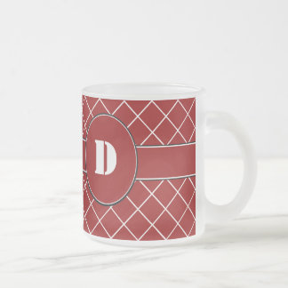 Caneca De Café Vidro Jateado Diamante Vermelho Monograma