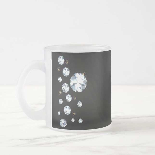 Caneca De Café Vidro Jateado Diamond Coffee Mug - Joias (Esquerda)