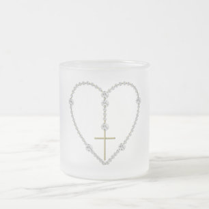 Caneca De Café Vidro Jateado Diamond Rosary - Ave Maria Cheio de Graça