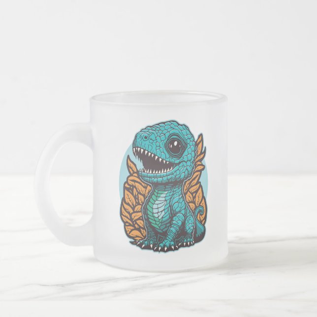 Caneca De Café Vidro Jateado Dinossauro Bebê (Esquerda)