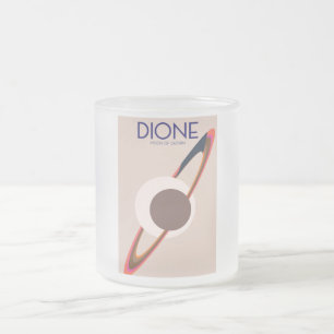 Caneca De Café Vidro Jateado Dione - Lua Da Arte Espacial De Saturno