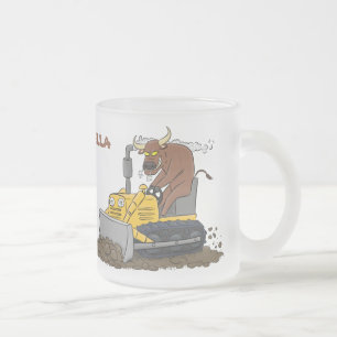 Caneca De Café Vidro Jateado Dirigindo um touro de boliche