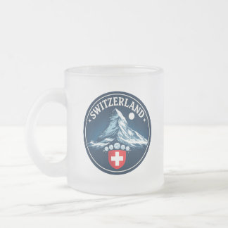 Caneca De Café Vidro Jateado Distintivo da Herança do Matterhorn Suíço