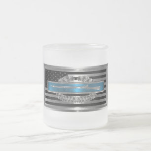 Caneca De Café Vidro Jateado Distintivo de Combatente de Infantaria - Combat In