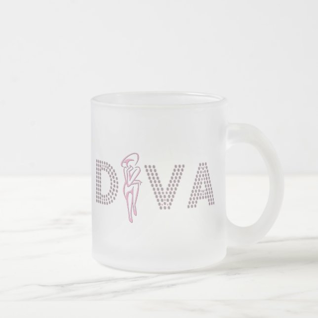 Caneca De Café Vidro Jateado Diva cor-de-rosa (Direita)