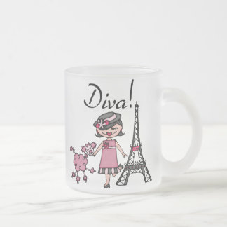 Caneca De Café Vidro Jateado Diva do cabelo preto