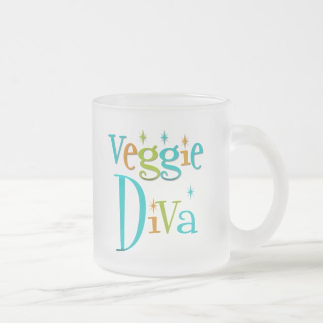 Caneca De Café Vidro Jateado Diva retro do vegetariano (Direita)