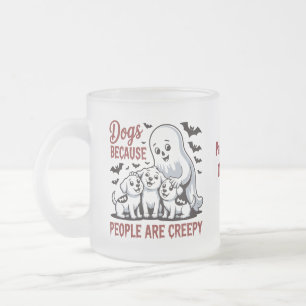 Caneca De Café Vidro Jateado Diversão Personalizada de Cão de Halloween