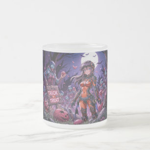 Caneca De Café Vidro Jateado Doces ou Travessuras Zumbis do Halloween Distribui