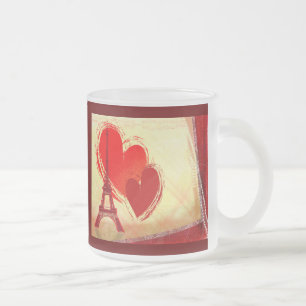 Caneca De Café Vidro Jateado Dois corações em Paris