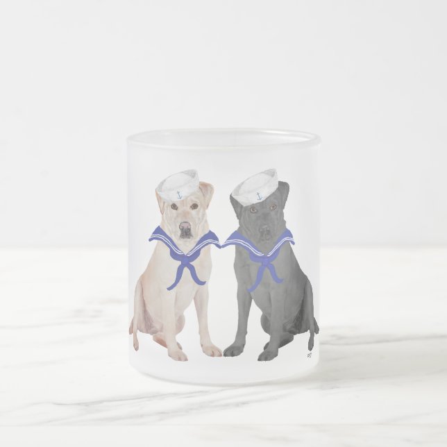 Caneca De Café Vidro Jateado Dois Labradores Retrievers (Centro)