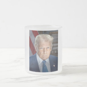 Caneca De Café Vidro Jateado Donald Trump 2025 Presidente Americano Portrait