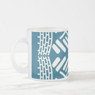 Caneca De Café Vidro Jateado Doodle moderno abstrato branco verde