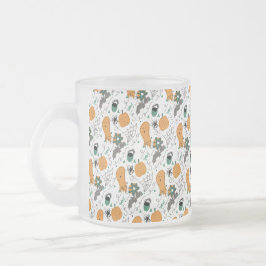 Caneca De Café Vidro Jateado Doodles bonitos do Halloween Pumpkin Ghost Bat Pat
