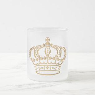 Caneca De Café Vidro Jateado Dourada Coroa luxuosa