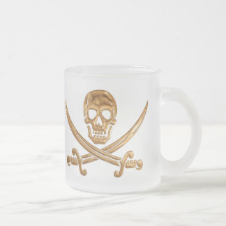 Caneca De Café Vidro Jateado Dourado Jolly Roger